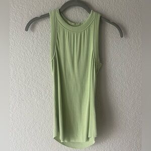 Lulus Neon Lime Green Ribbed Fitted High Neck Tank Top Size M
